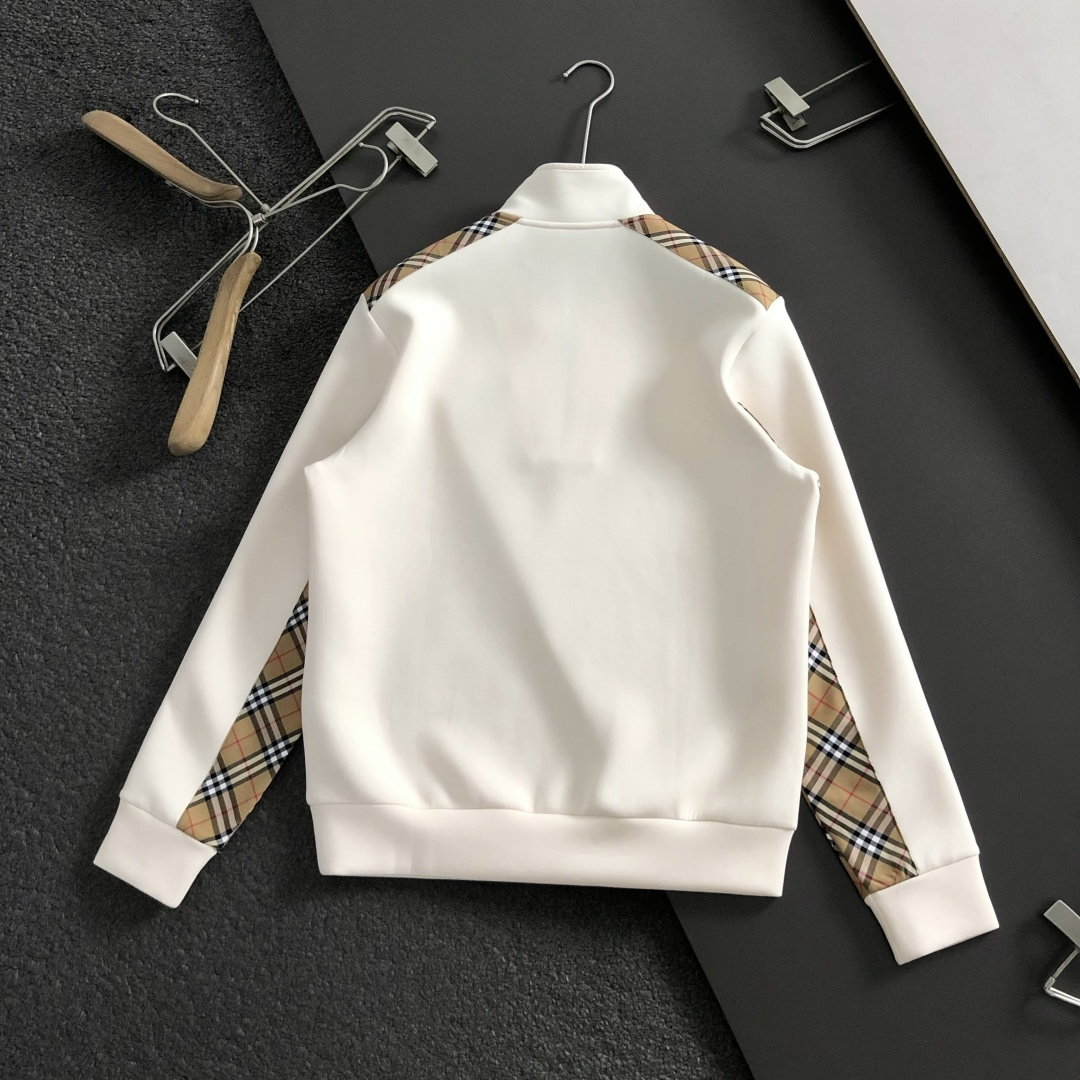 BBR*合身版型M-XXXL2025秋冬云柔系列拉链格纹融合骑士logo内里拉绒时尚百搭立领卫衣长袖，精