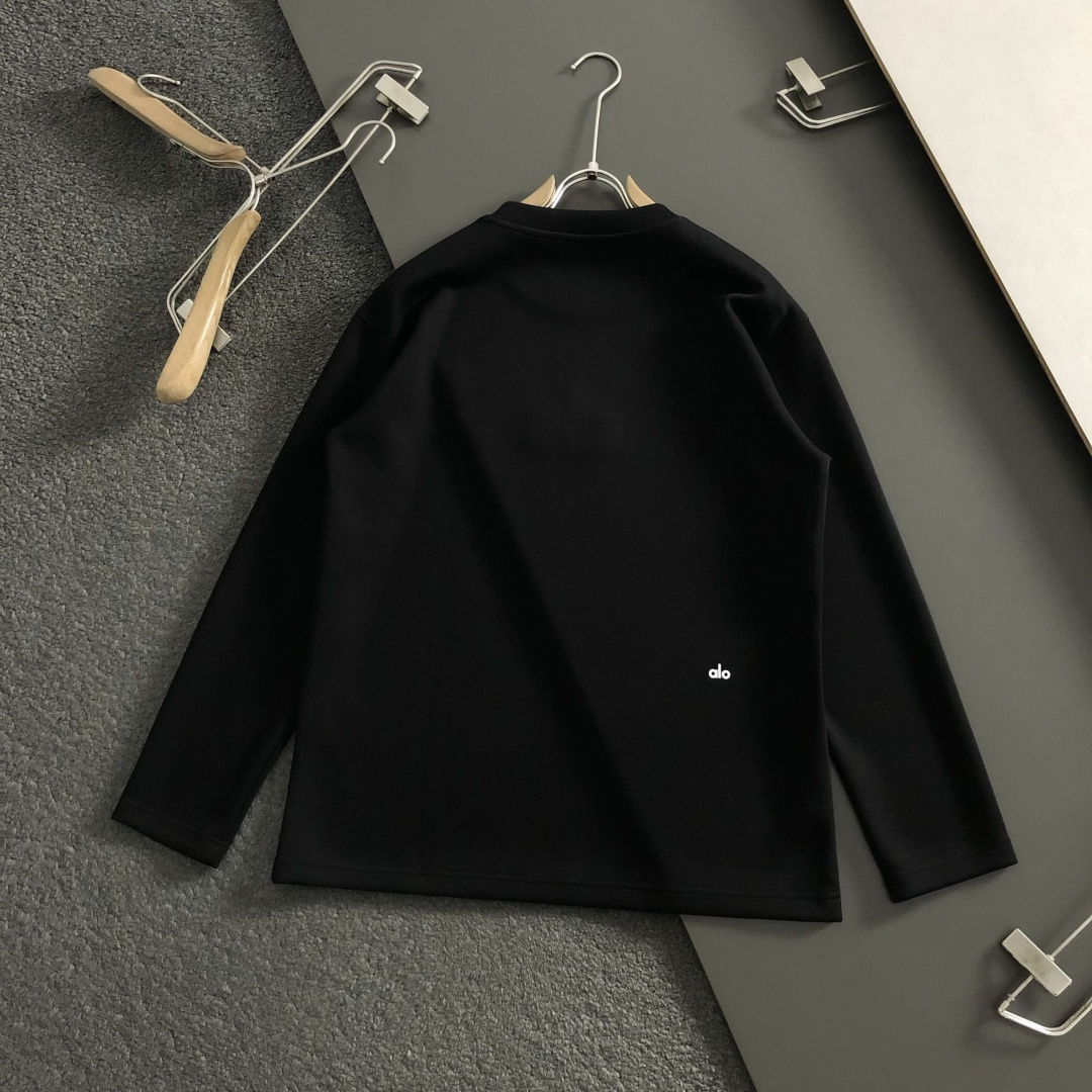 ALO*微宽版型M-XXXL2025秋冬顶级简约款编织绣羊毛混纺长袖卫衣，精致工艺专柜面料，顶级元素融合