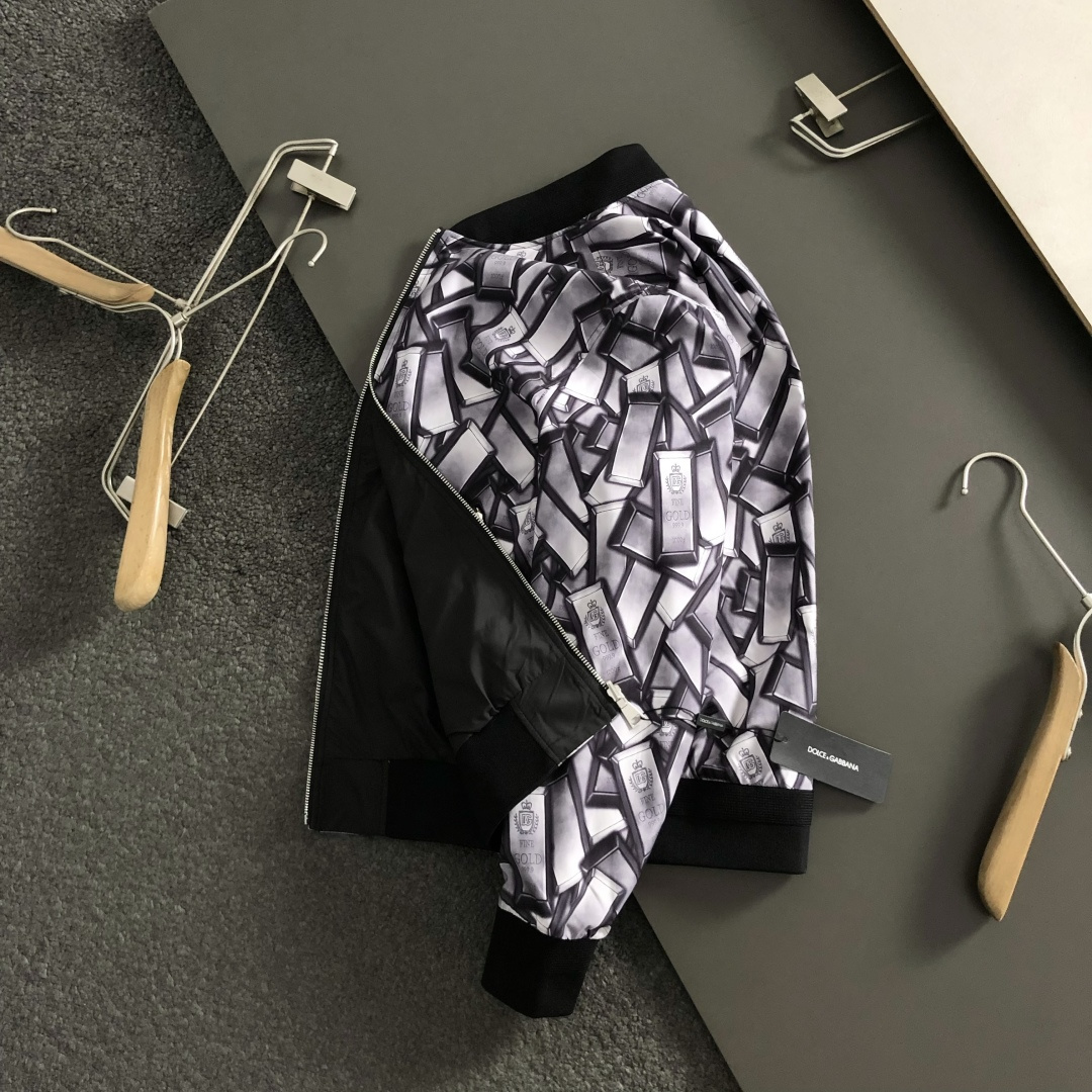 Dolce & Gabbana Reversible Black Printed Jacket-Iron Logo-Trend Casual