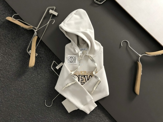 LOEWE Men's Beige Hoodie with Logo Detail, Size M-XXXL, Autumn-Winter Collection 7 LOEWE Men's Beige Hoodie with Logo Detail, Size M-XXXL, Autumn-Winter Collection