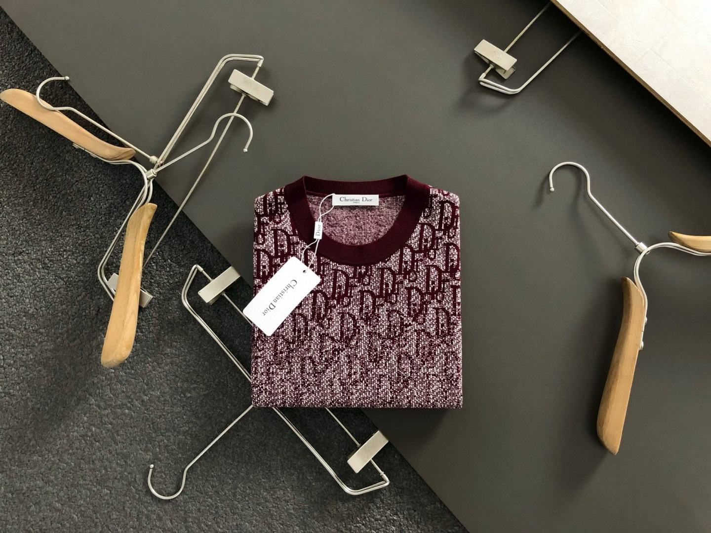 Christian Dior Men's Wool Blend Jacquard Gradient Short Sleeve Jumper
