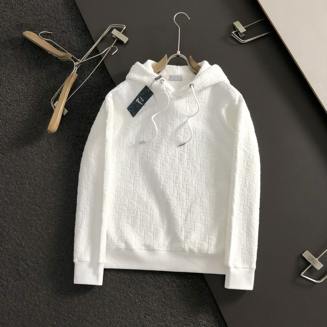 Dior Men's Black Terry Cotton Hoodie Full Letter Embroidery Classic Fit 6 cmp i1760457246990 2737 0 8