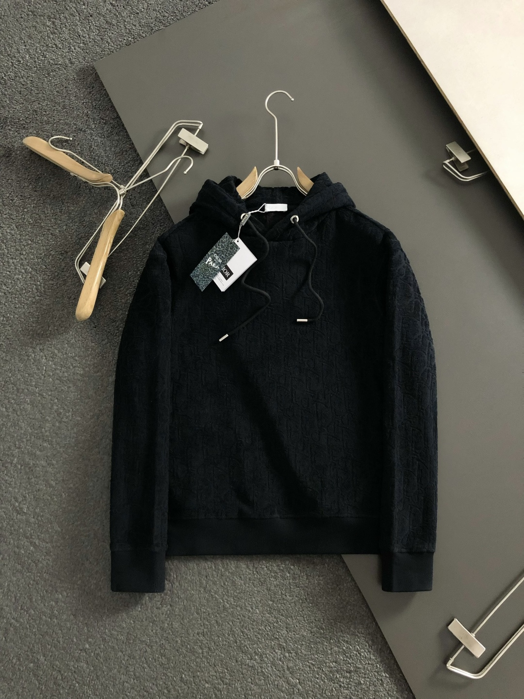 Dior Men's Black Terry Cotton Hoodie Full Letter Embroidery Classic Fit 3 cmp i1760457247693 3248 0 0