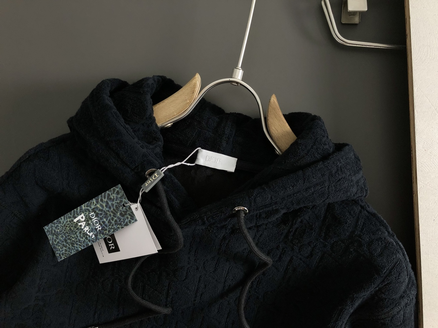 Dior Men's Black Terry Cotton Hoodie Full Letter Embroidery Classic Fit 5 cmp i1760457249990 7541 0 1