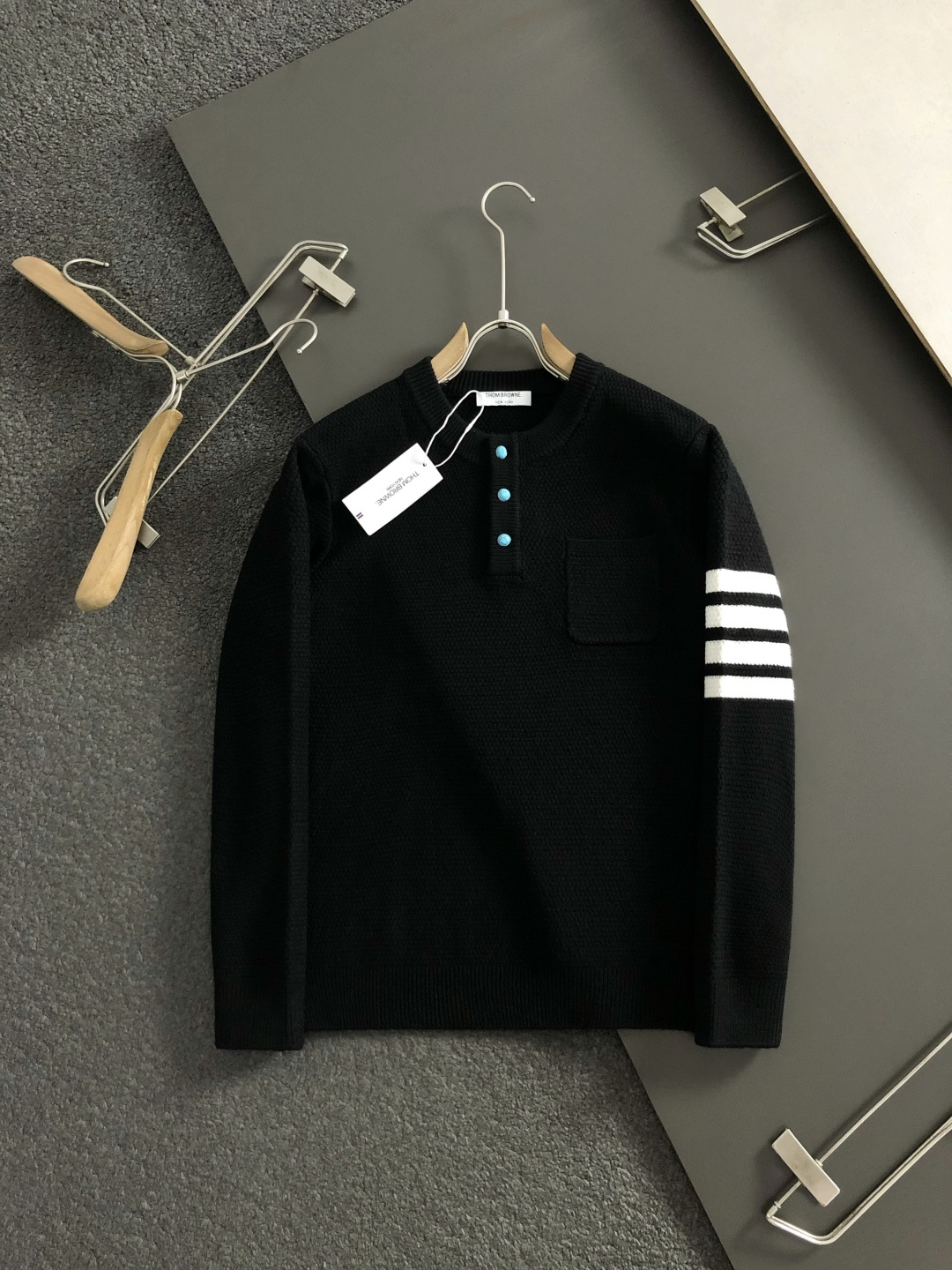 Thom Browne Wool Sweater - Black, Three-Stripe Detail, Crew Neck, Long Sleeve 3 cmp i1760544300129 6835 0 0