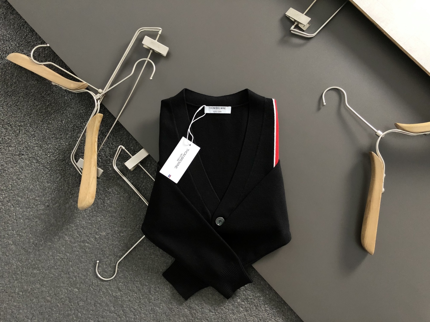 Thom Browne Men's Black Cardigan with Signature Stripe Detail - Slim Fit 2 cmp i1760544487210 8664 0 3