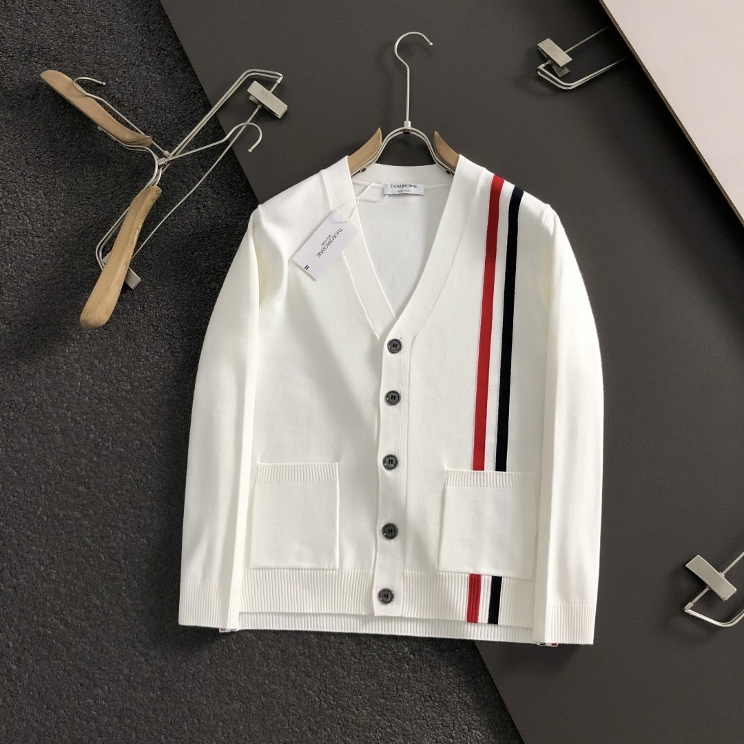 Thom Browne Men's Black Cardigan with Signature Stripe Detail - Slim Fit 6 cmp i1760544487347 9188 0 7