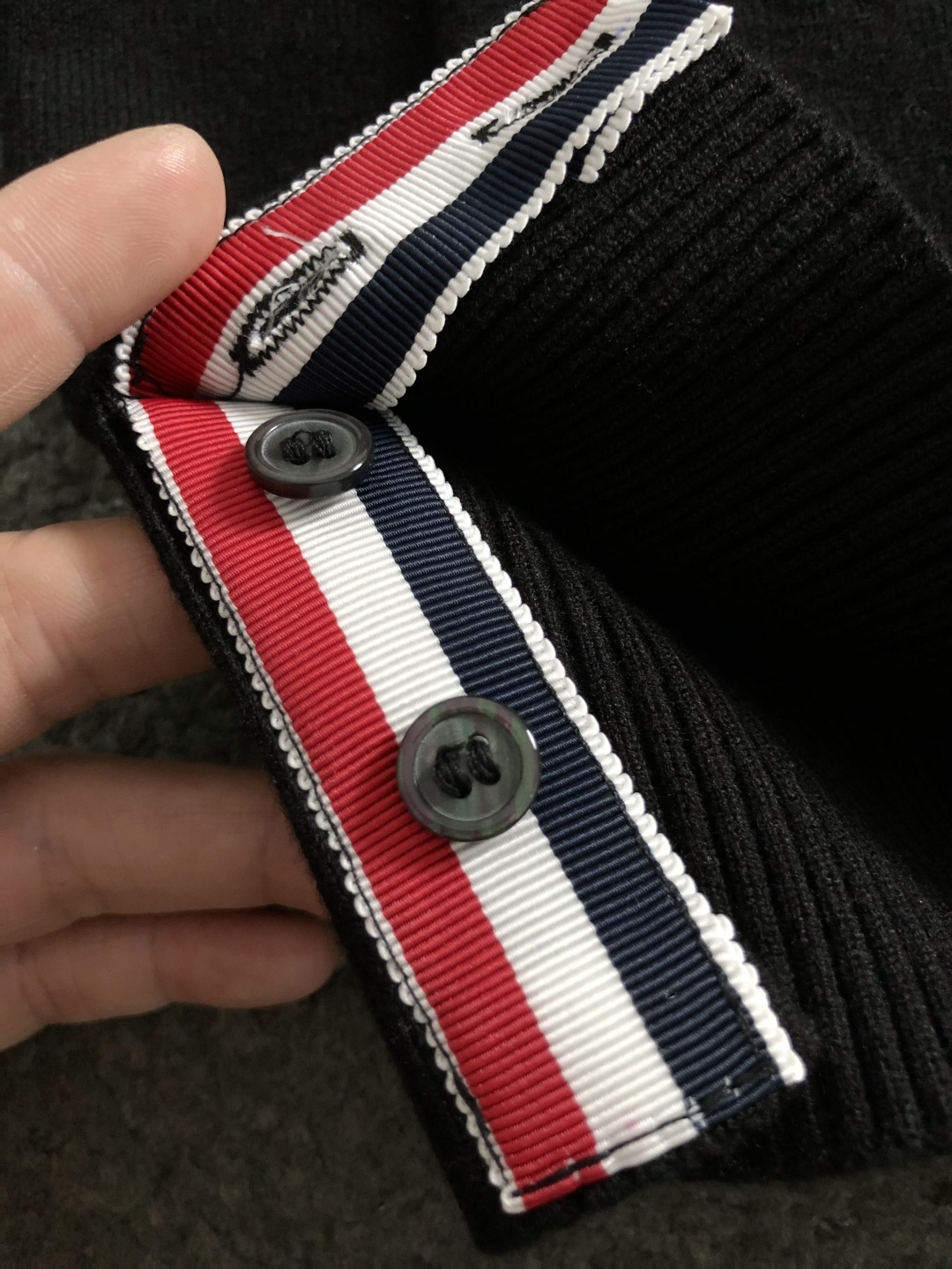 Thom Browne Men's Black Cardigan with Signature Stripe Detail - Slim Fit 8 cmp i1760544491070 410 0 1