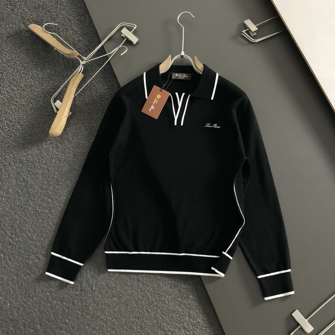 lP🆕*合身版型M-xxxl2025秋冬潮牌黑白撞色羊毛衫，以海鸥领口工艺元素点缀为主调，巧妙刺绣字母搭