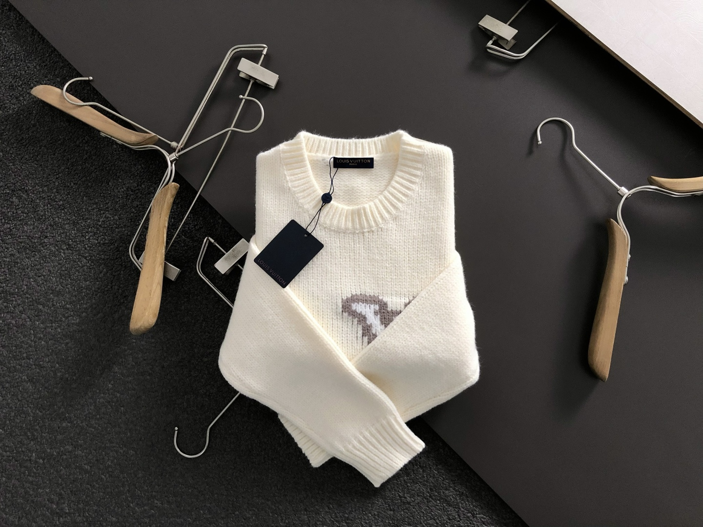 Louis Vuitton Men's Wool Blend Jacquard Knit Sweater - Casual Style