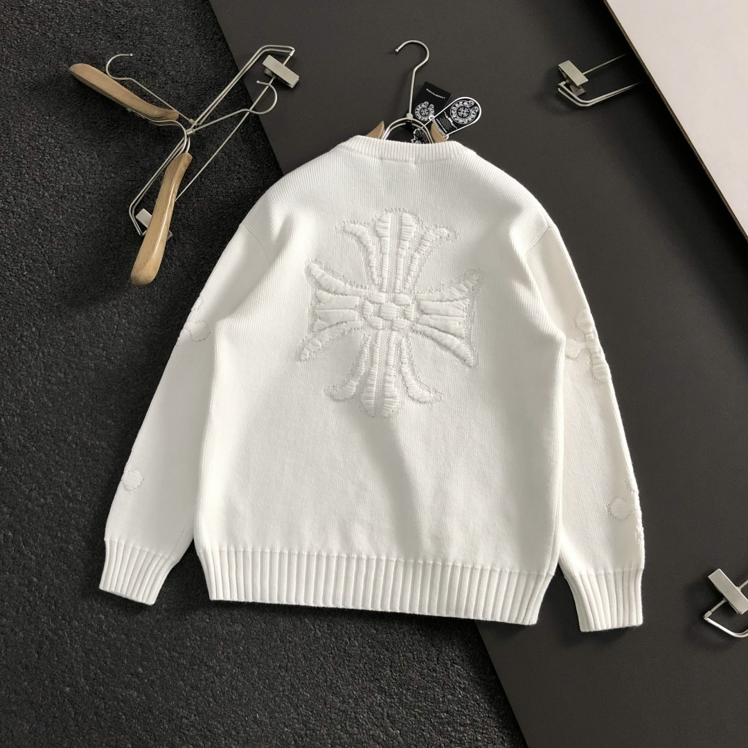 CH*卡码拍小S-Xl2025秋冬潮牌羊毛衫，以十字提花点缀为主调，巧妙十字元素，打破传统羊毛的单调感，