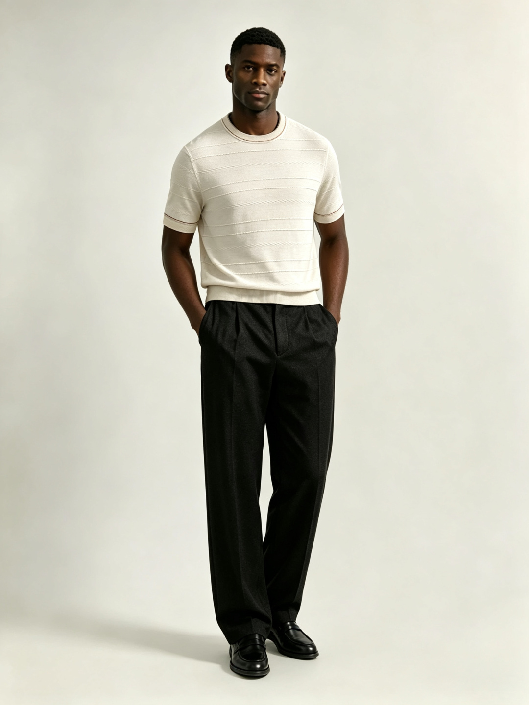 Loro piana*尺码M-xxxl 属性 2026秋冬羊毛衫 成分 羊毛衫 工艺 以老钱风条纹针法打造领口咖色线条点