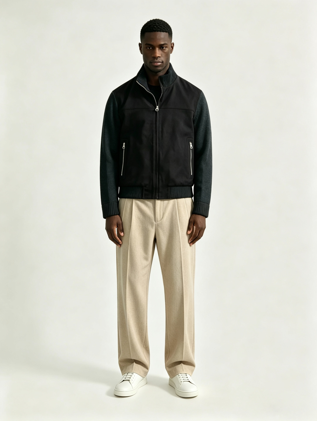Loro Piana*尺码M-xxxl 属性 2026秋冬夹克 成分 绒面夹克 工艺 以双面料拼接绒面经典拉链融合构造经