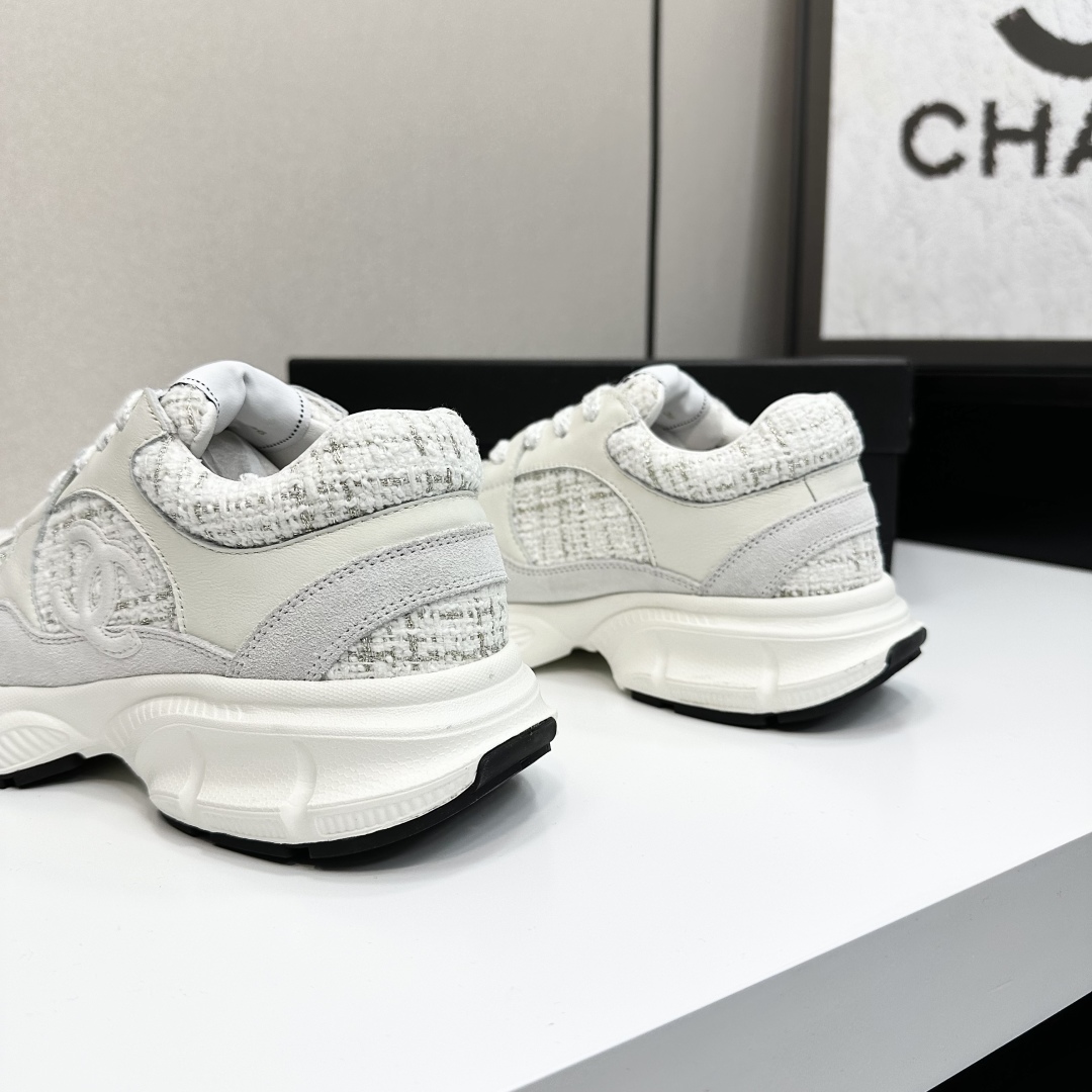Chanel Women's Sneakers White Leather and Fabric Dad Shoes Chunky Sole 8 cmp i1740162420330 1212 0 6
