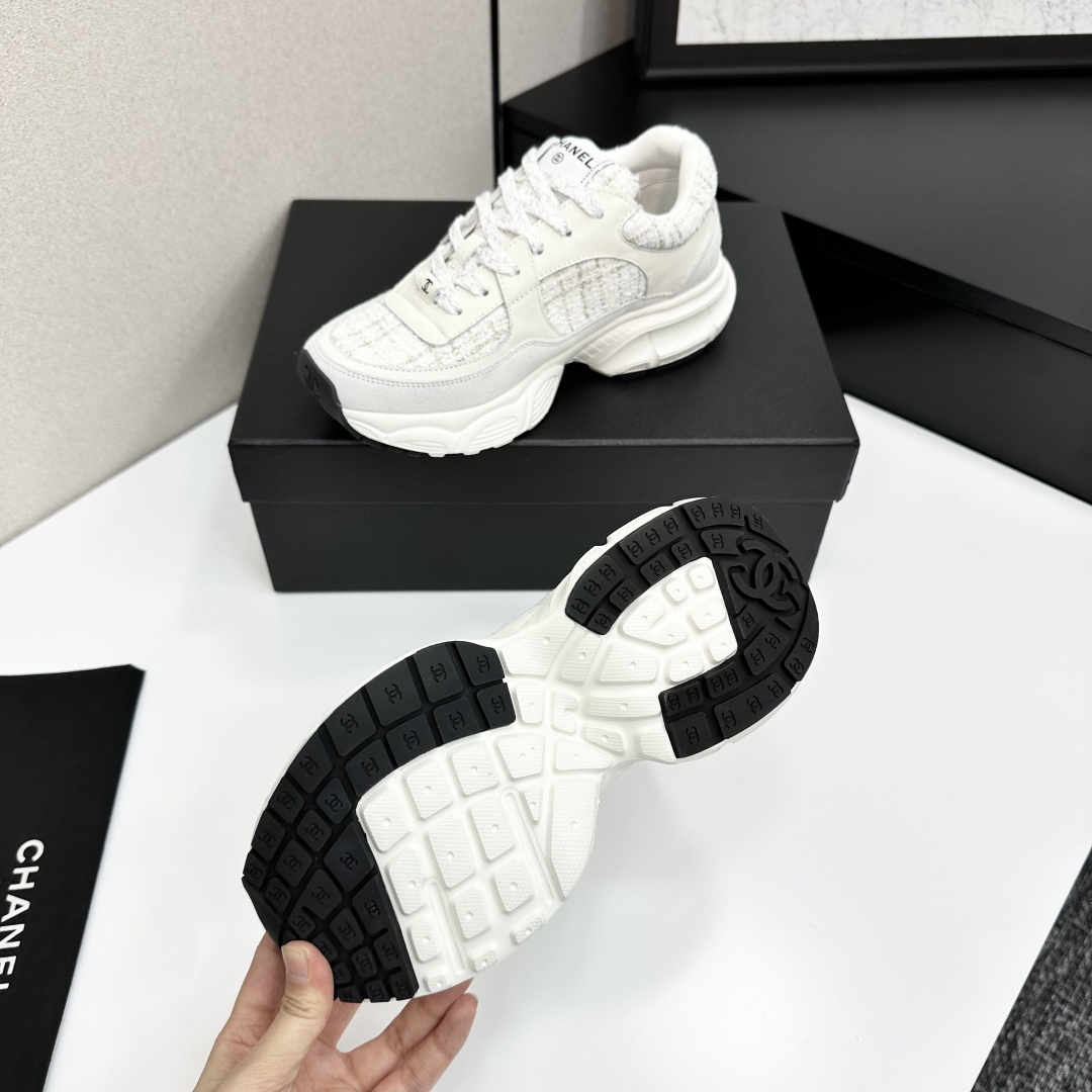 Chanel Women's Sneakers White Leather and Fabric Dad Shoes Chunky Sole 6 cmp i1740162420333 2987 0 3