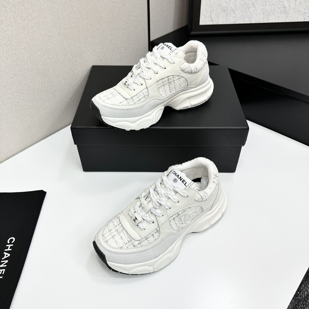 Chanel Women's Sneakers White Leather and Fabric Dad Shoes Chunky Sole 4 cmp i1740162421050 5147 0 1