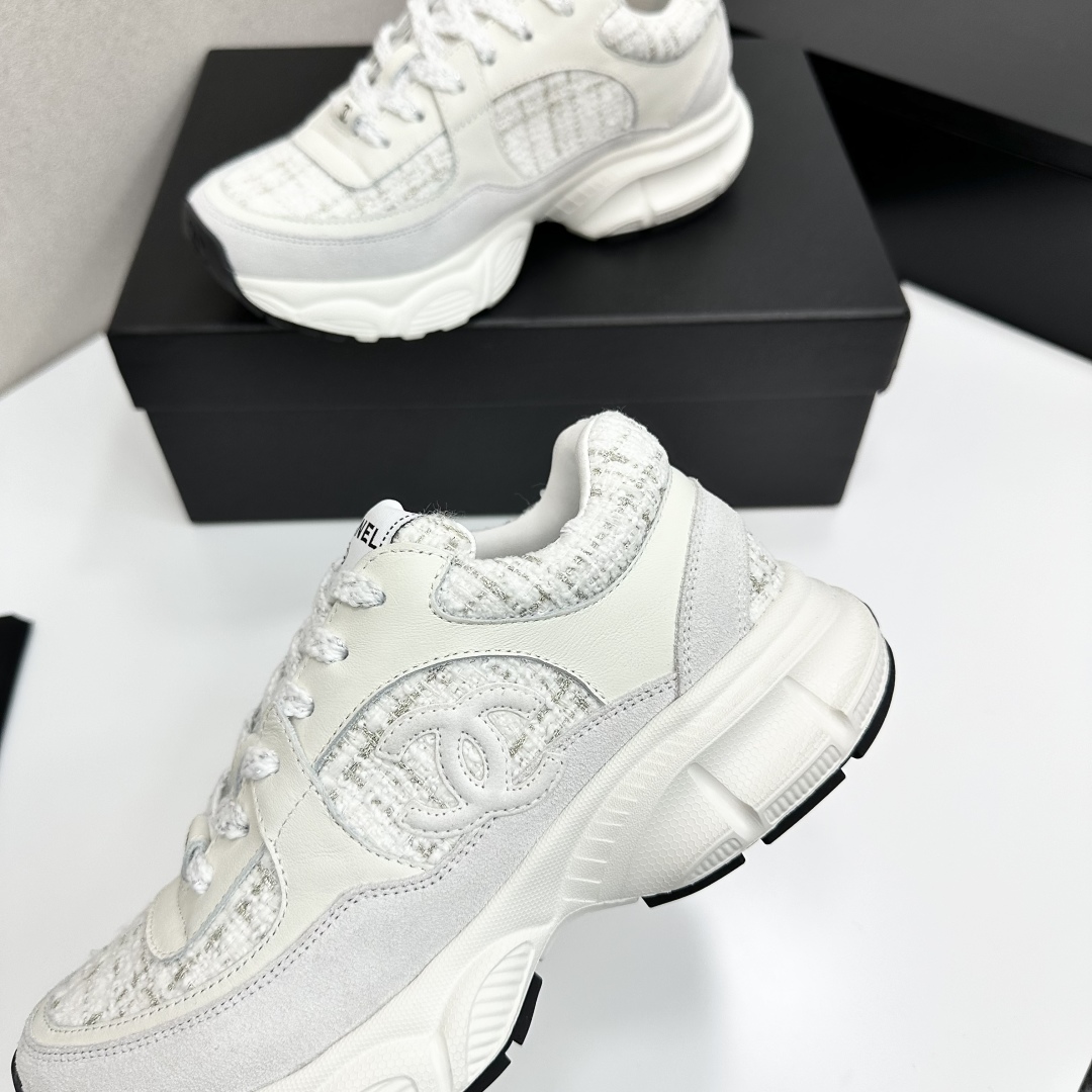 Chanel Women's Sneakers White Leather and Fabric Dad Shoes Chunky Sole 5 cmp i1740162421052 2825 0 2