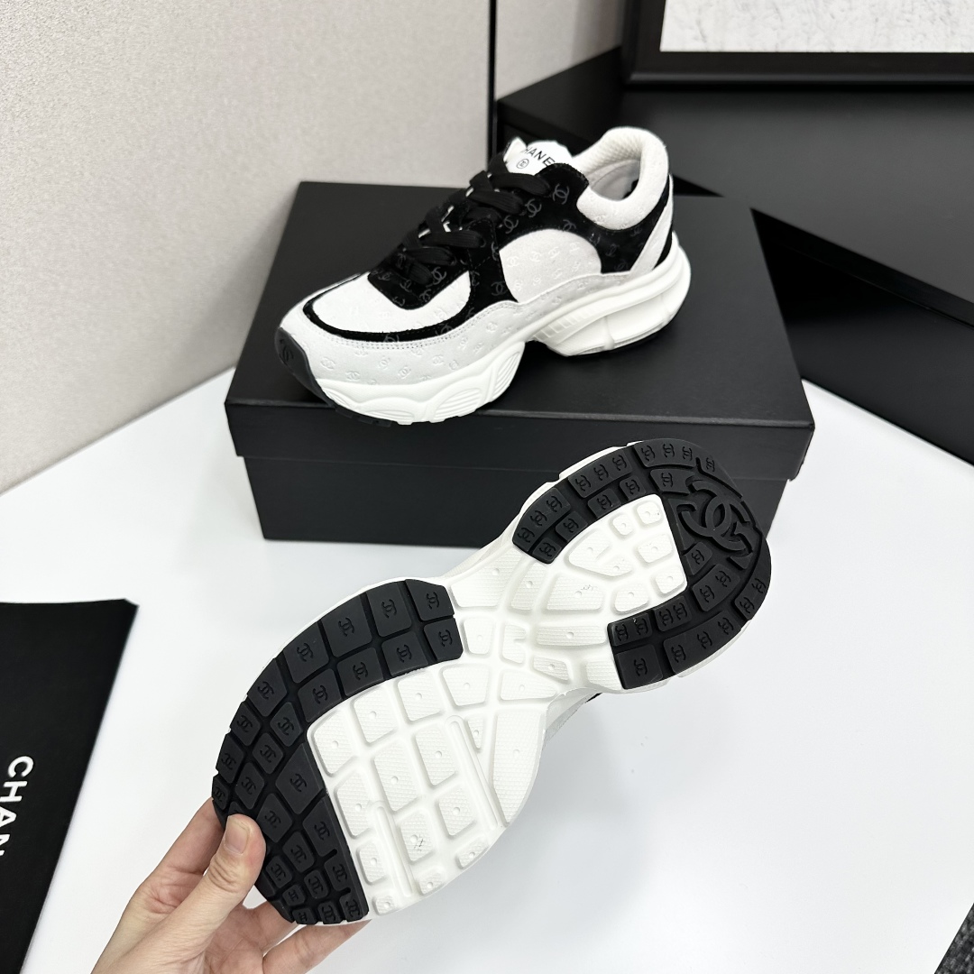 Chanel Women's Sneakers White & Black Leather & Suede Lace-Up Sneakers 6 cmp i1740162440625 4093 0 3