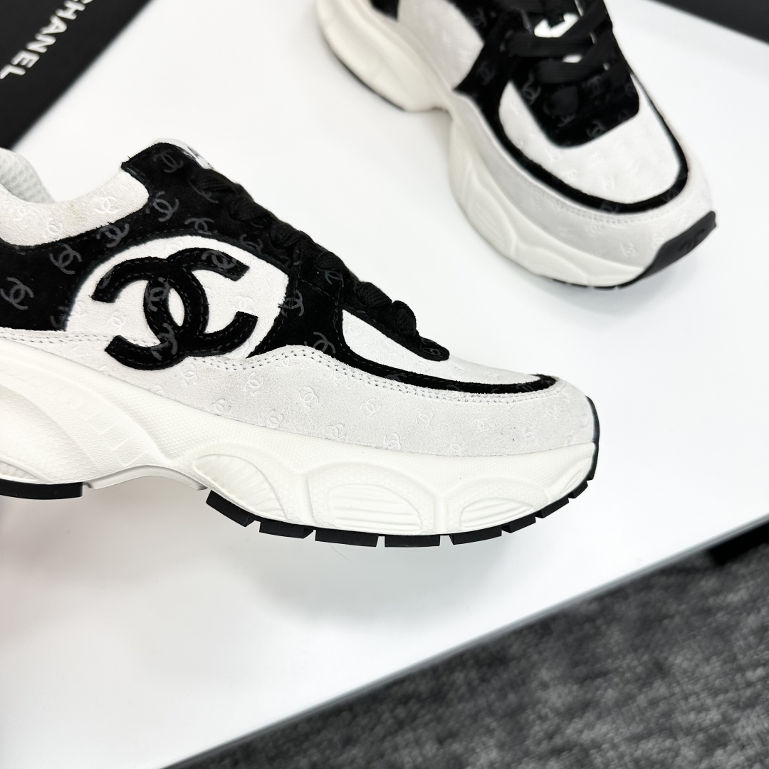 Chanel Women's Sneakers White & Black Leather & Suede Lace-Up Sneakers 10 cmp i1740162440627 8955 0 8