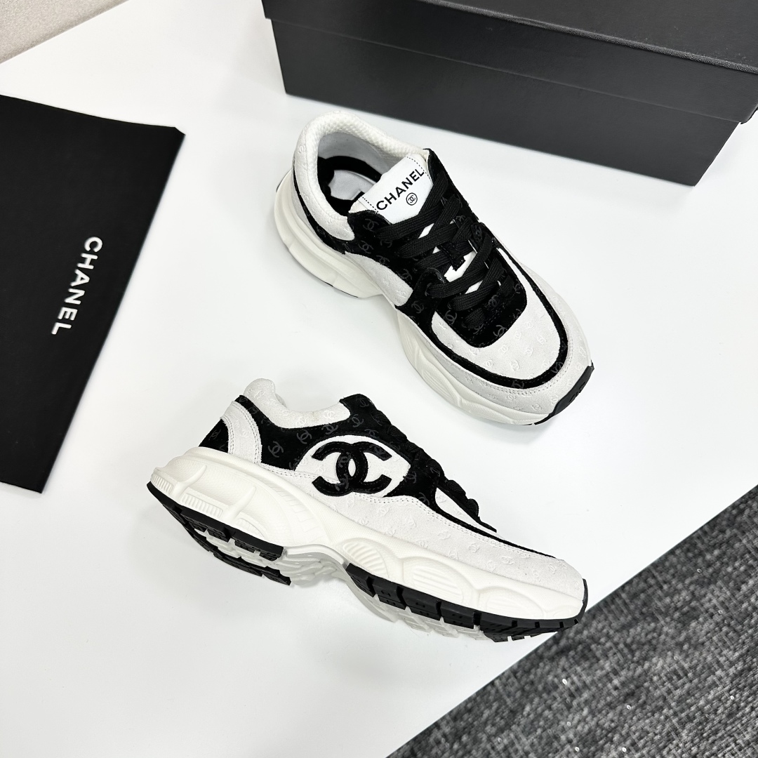 Chanel Women's Sneakers White & Black Leather & Suede Lace-Up Sneakers 9 cmp i1740162440630 5871 0 7
