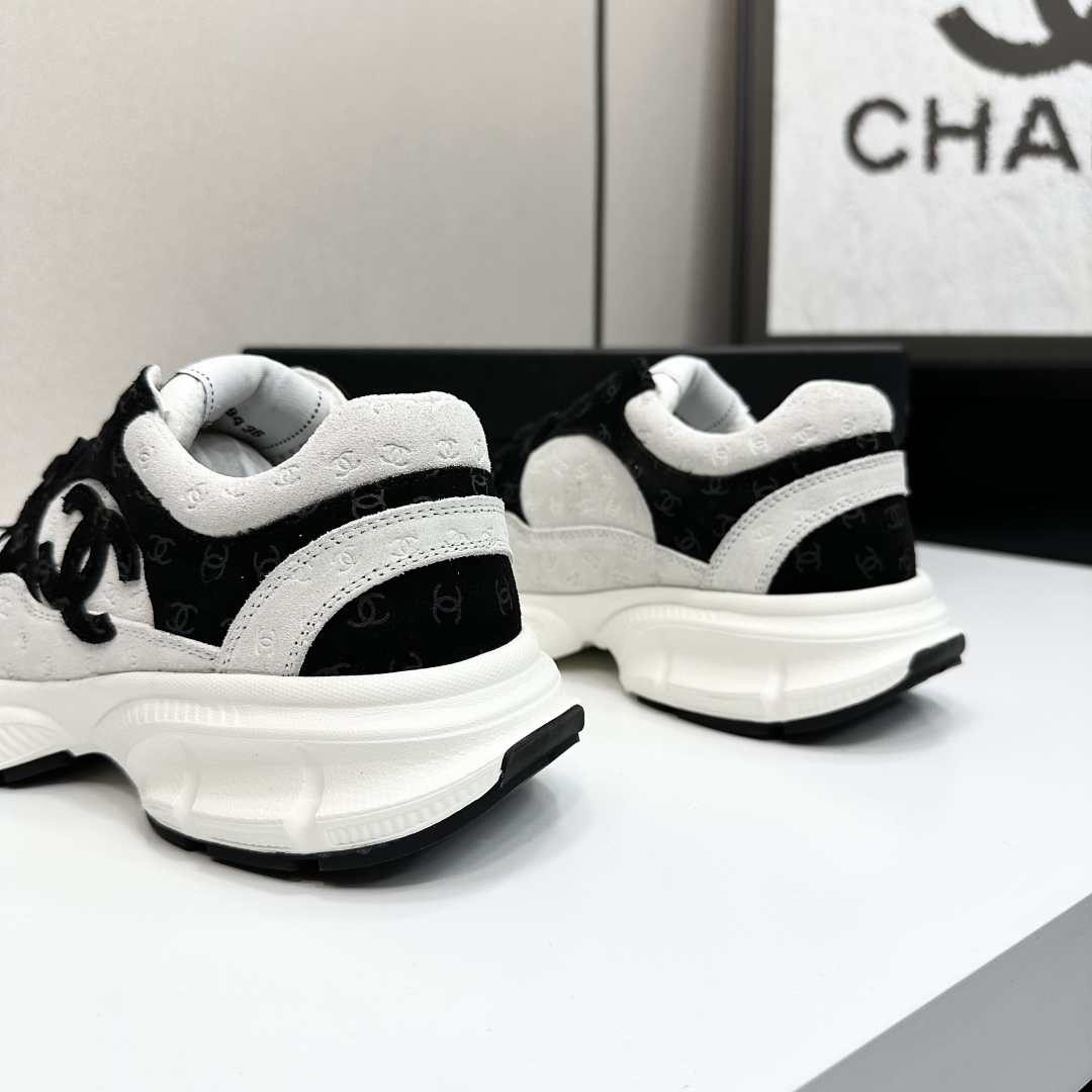 Chanel Women's Sneakers White & Black Leather & Suede Lace-Up Sneakers 8 cmp i1740162441225 8679 0 6