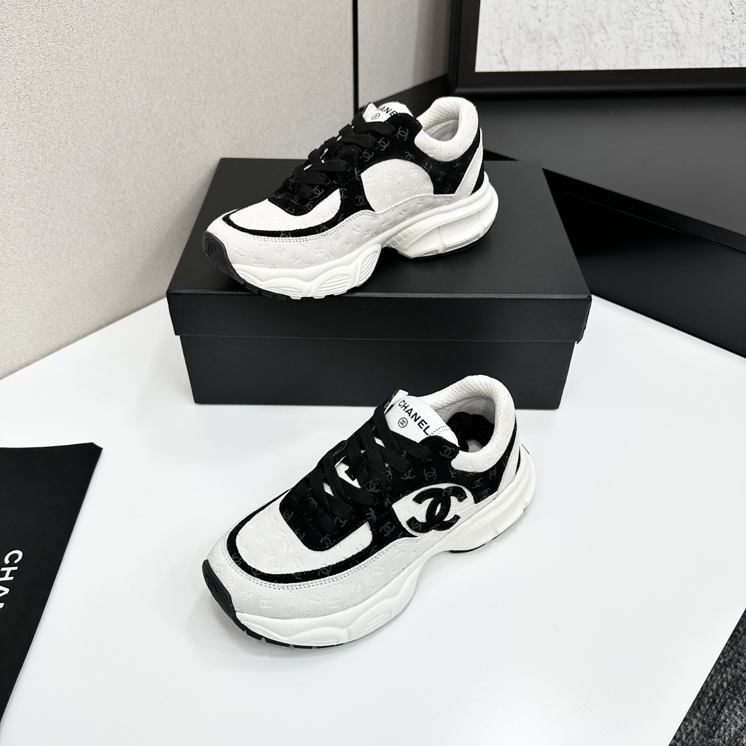 Chanel Women's Sneakers White & Black Leather & Suede Lace-Up Sneakers 4 cmp i1740162441241 4134 0 1