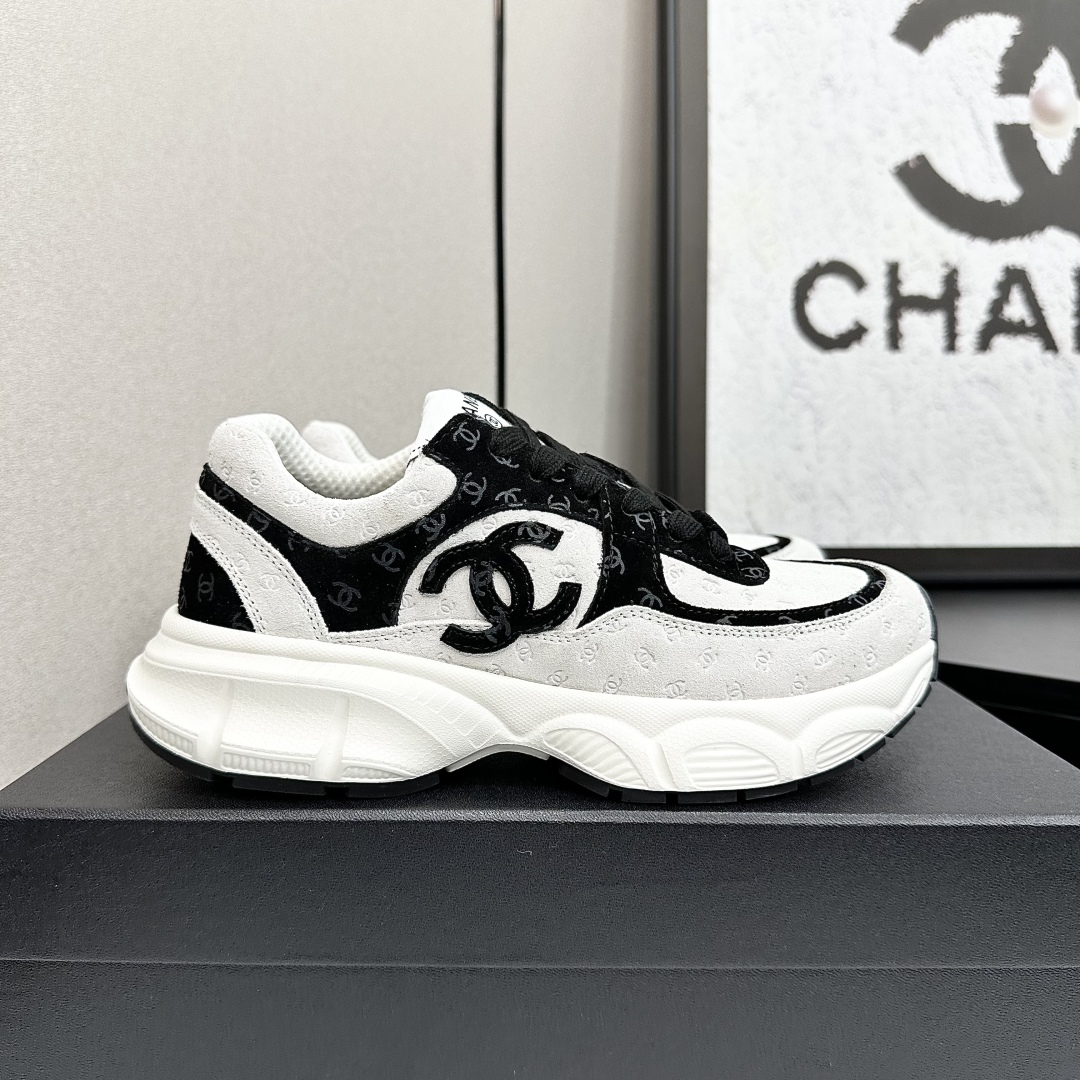 Chanel Women's Sneakers White & Black Leather & Suede Lace-Up Sneakers 3 cmp i1740162441245 3360 0 0
