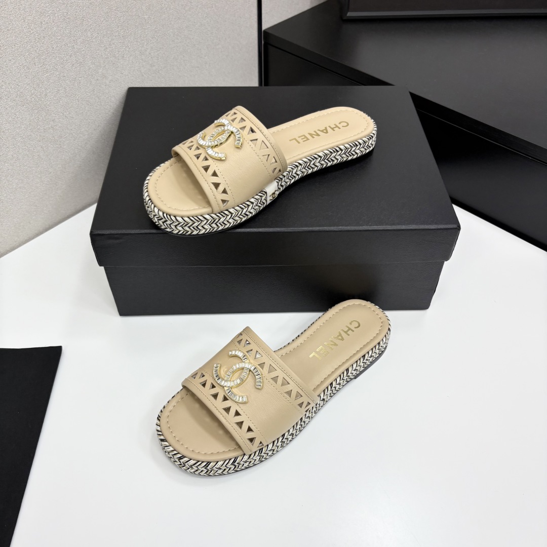 Chanel Women's Leather Espadrille Sandals Slides, Beige 2 cmp i1742588374531 9351 0 2