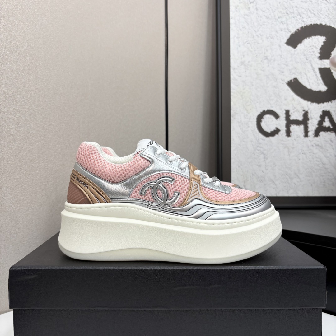 Chanel Women's Panda Sneakers Pink/Silver Leather Upper, Casual Shoes 1 Chanel Women's Panda Sneakers Pink/Silver Leather Upper, Casual Shoes
