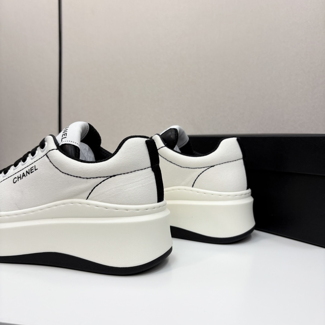 Chanel Women's White Leather & Fabric Lace-Up Sneakers - Stylish & Comfortable 8 cmp i1745404998119 5406 0 6