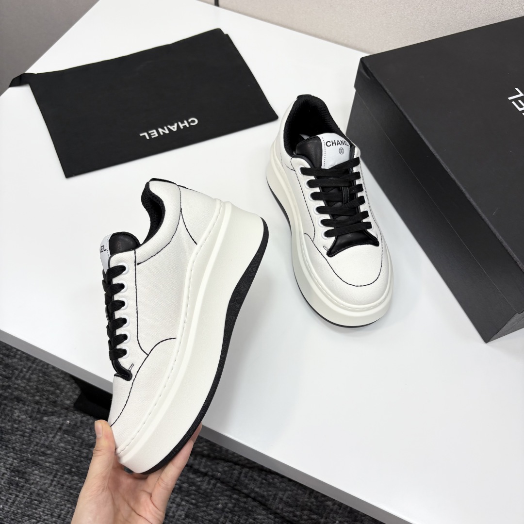 Chanel Women's White Leather & Fabric Lace-Up Sneakers - Stylish & Comfortable 9 cmp i1745404998135 7261 0 7