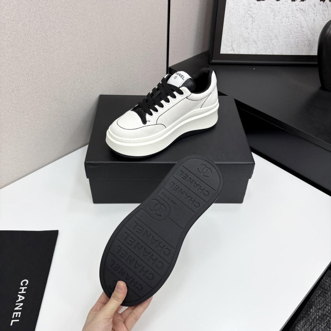 Chanel Women's White Leather & Fabric Lace-Up Sneakers - Stylish & Comfortable 5 cmp i1745404998964 2328 0 3