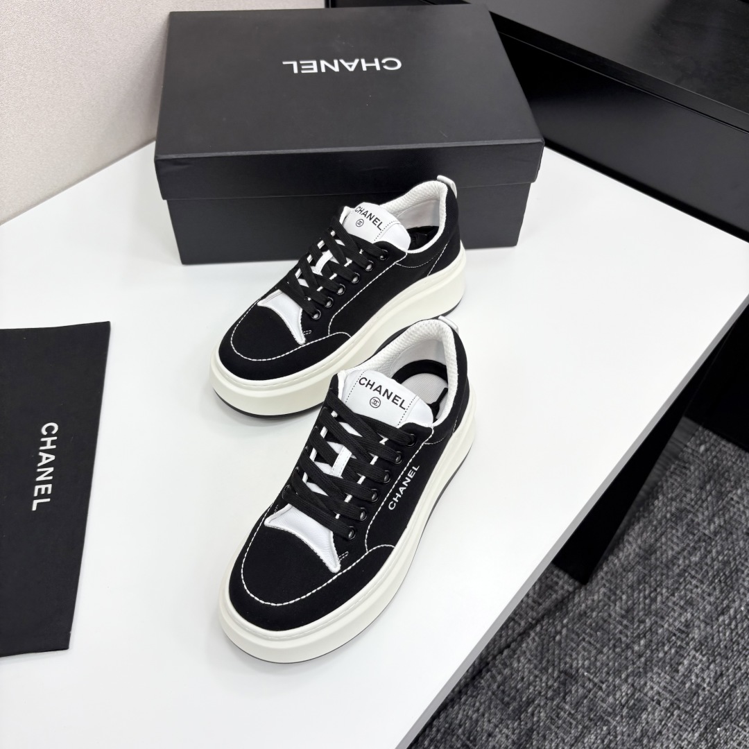 Chanel Women's Black & White Platform Sneakers,Stylish Design,Comfortable to wear 6 cmp i1745405011035 6941 0 4