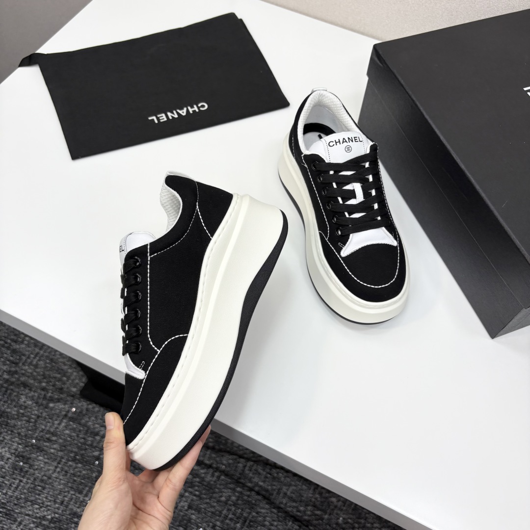 Chanel Women's Black & White Platform Sneakers,Stylish Design,Comfortable to wear 9 cmp i1745405011045 3138 0 7