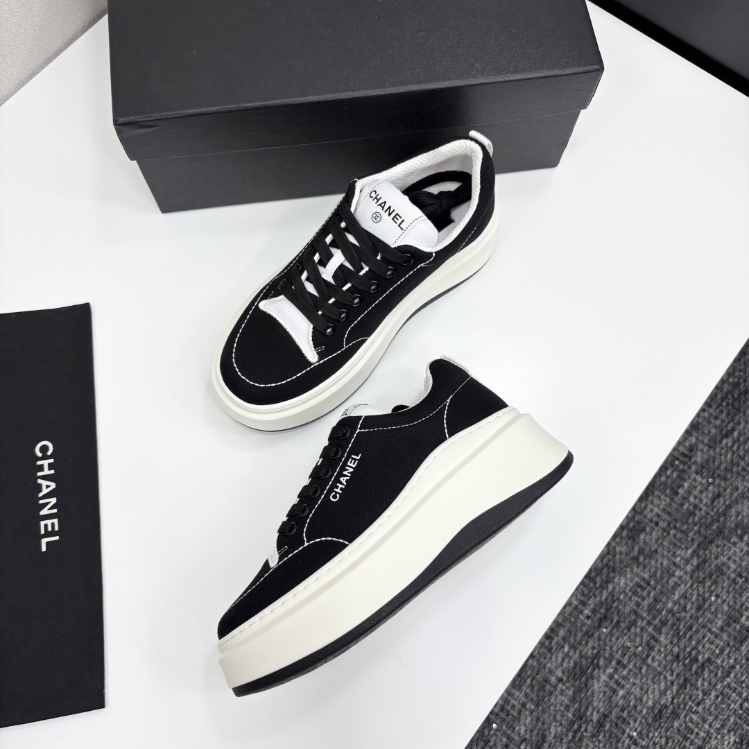 Chanel Women's Black & White Platform Sneakers,Stylish Design,Comfortable to wear 7 cmp i1745405013419 6068 0 5