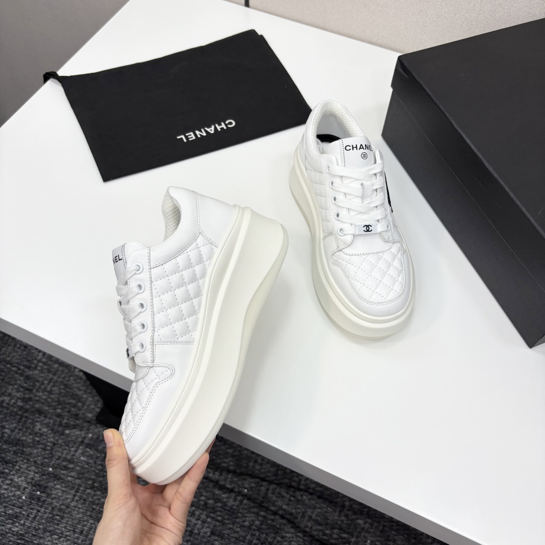 Chanel Women's White Leather Platform Sneakers Classic Design Size 35-40 9 cmp i1745405022620 727 0 7