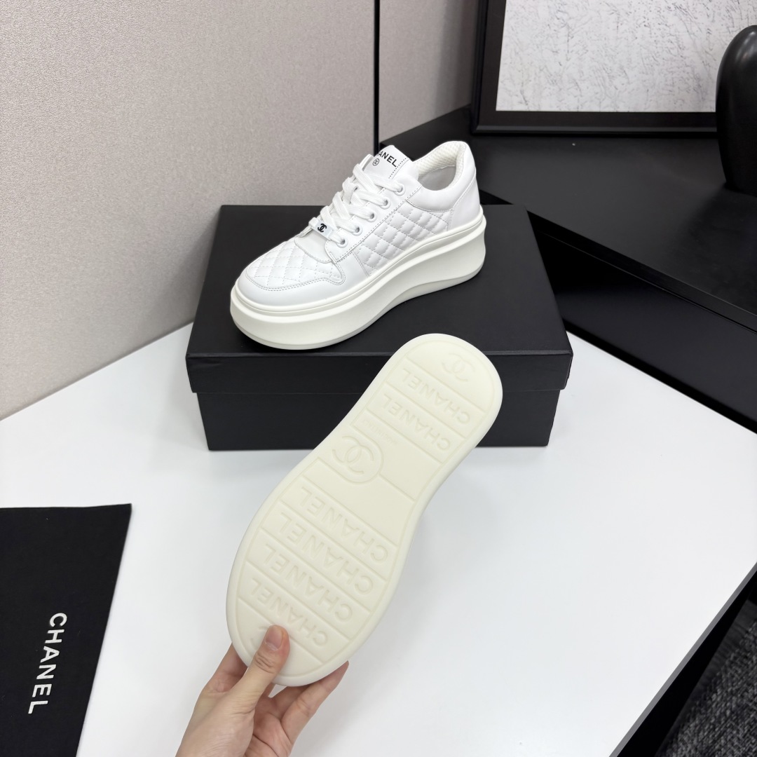 Chanel Women's White Leather Platform Sneakers Classic Design Size 35-40 5 cmp i1745405023223 8125 0 3