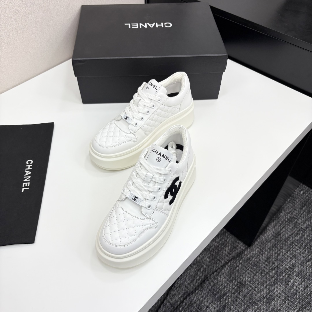 Chanel Women's White Leather Platform Sneakers Classic Design Size 35-40 6 cmp i1745405023226 7008 0 4