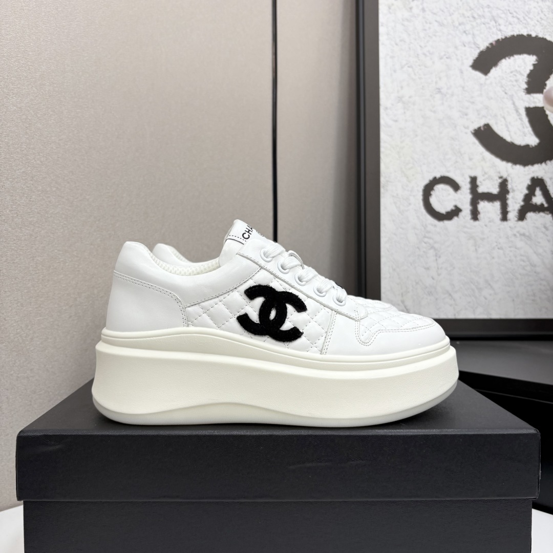 Chanel Women's White Leather Platform Sneakers Classic Design Size 35-40 3 cmp i1745405023234 5744 0 0
