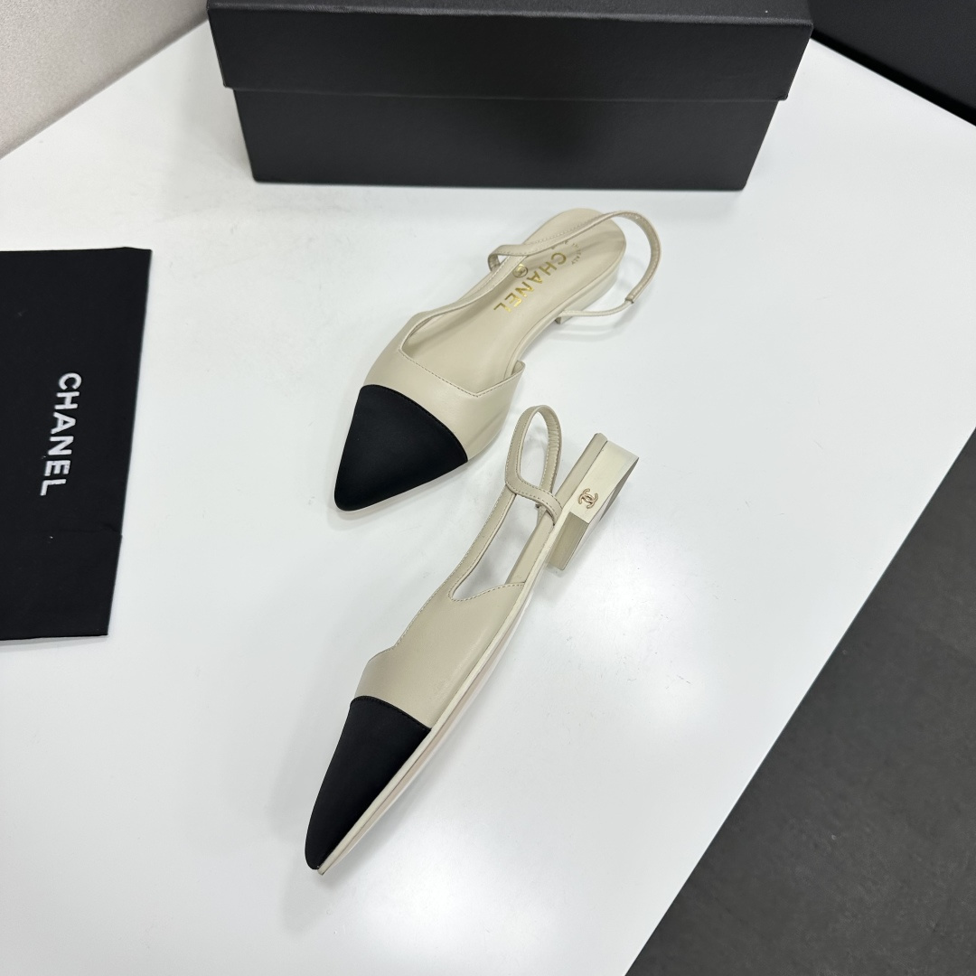 Chanel Two Tone Slingback Flats
