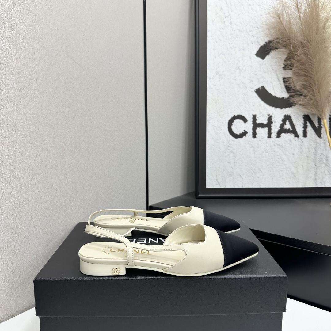Chanel Two Tone Slingback Flats