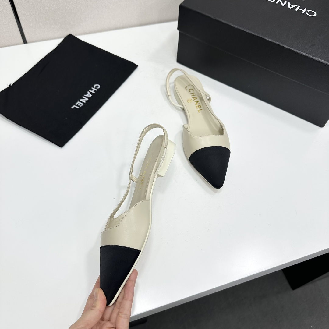 Chanel Two Tone Slingback Flats