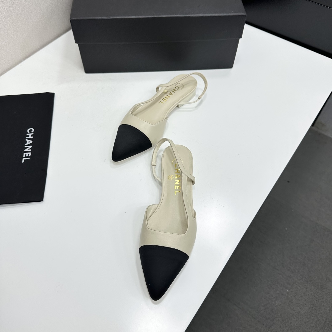 Chanel Two Tone Slingback Flats