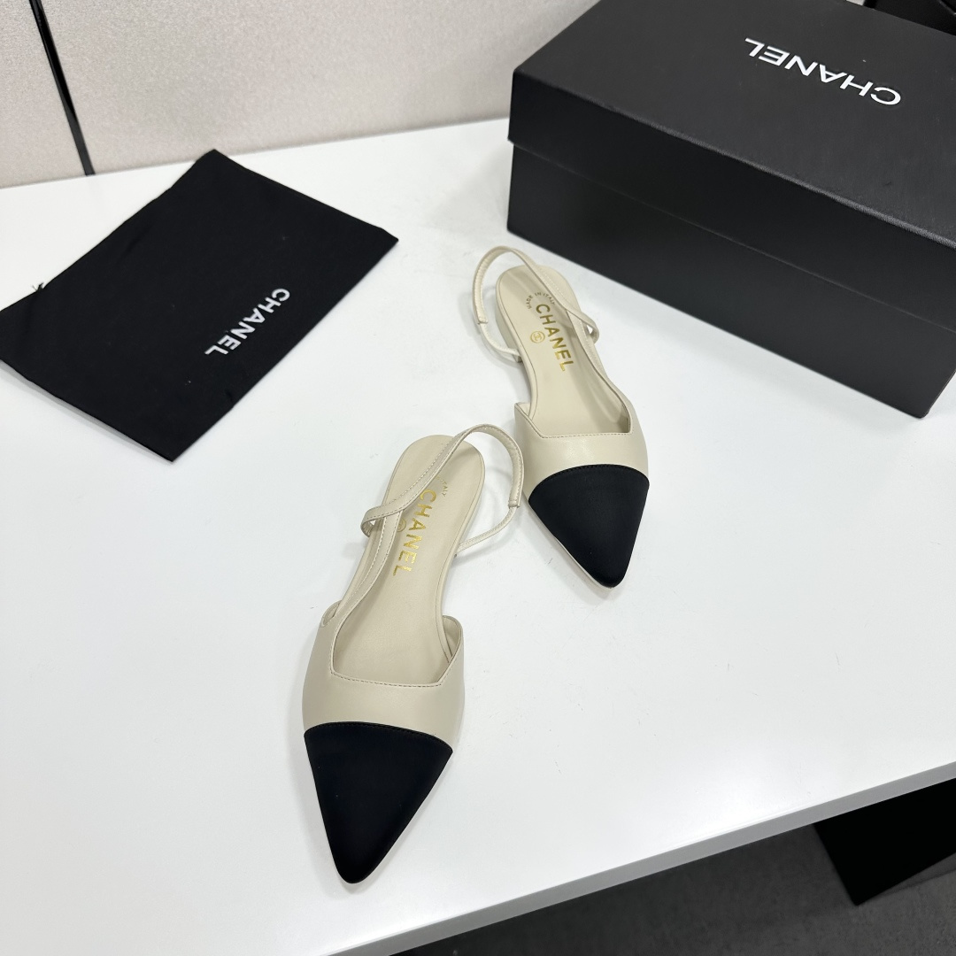 Chanel Two Tone Slingback Flats