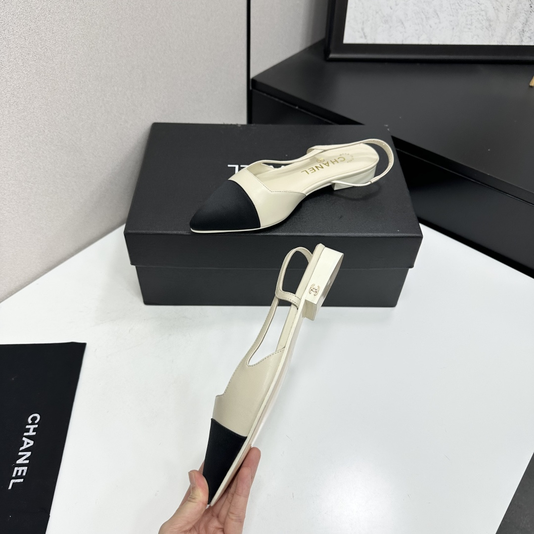 Chanel Two Tone Slingback Flats