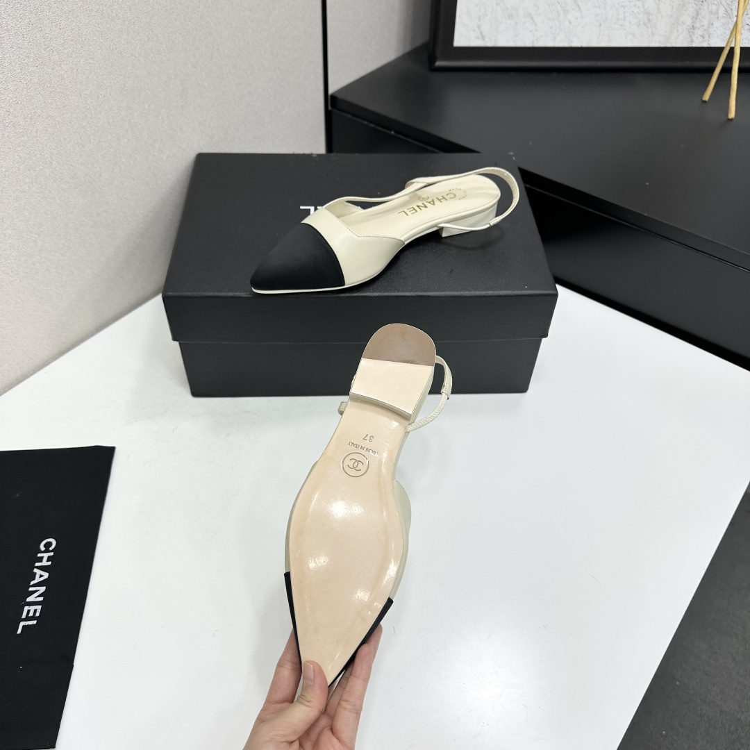 Chanel Two Tone Slingback Flats