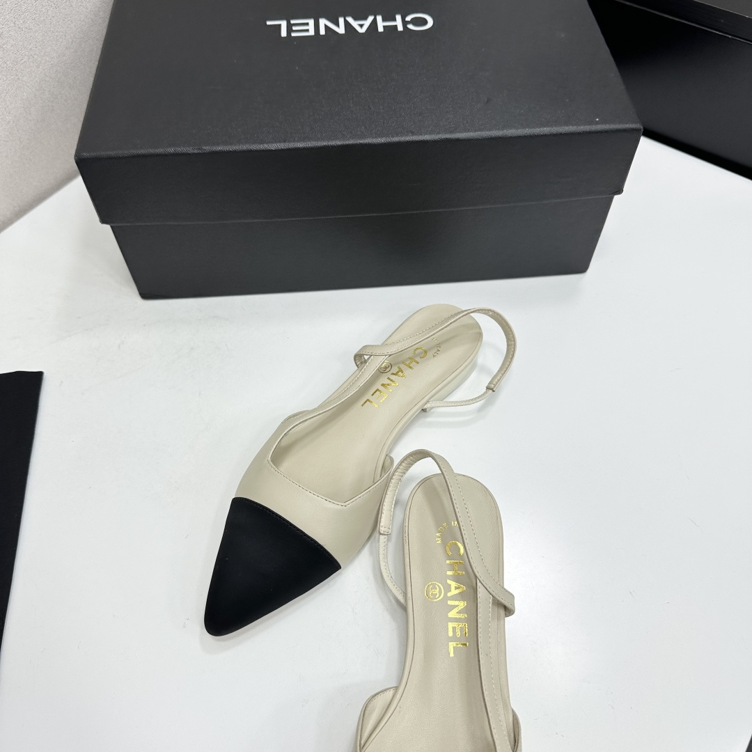 Chanel Two Tone Slingback Flats