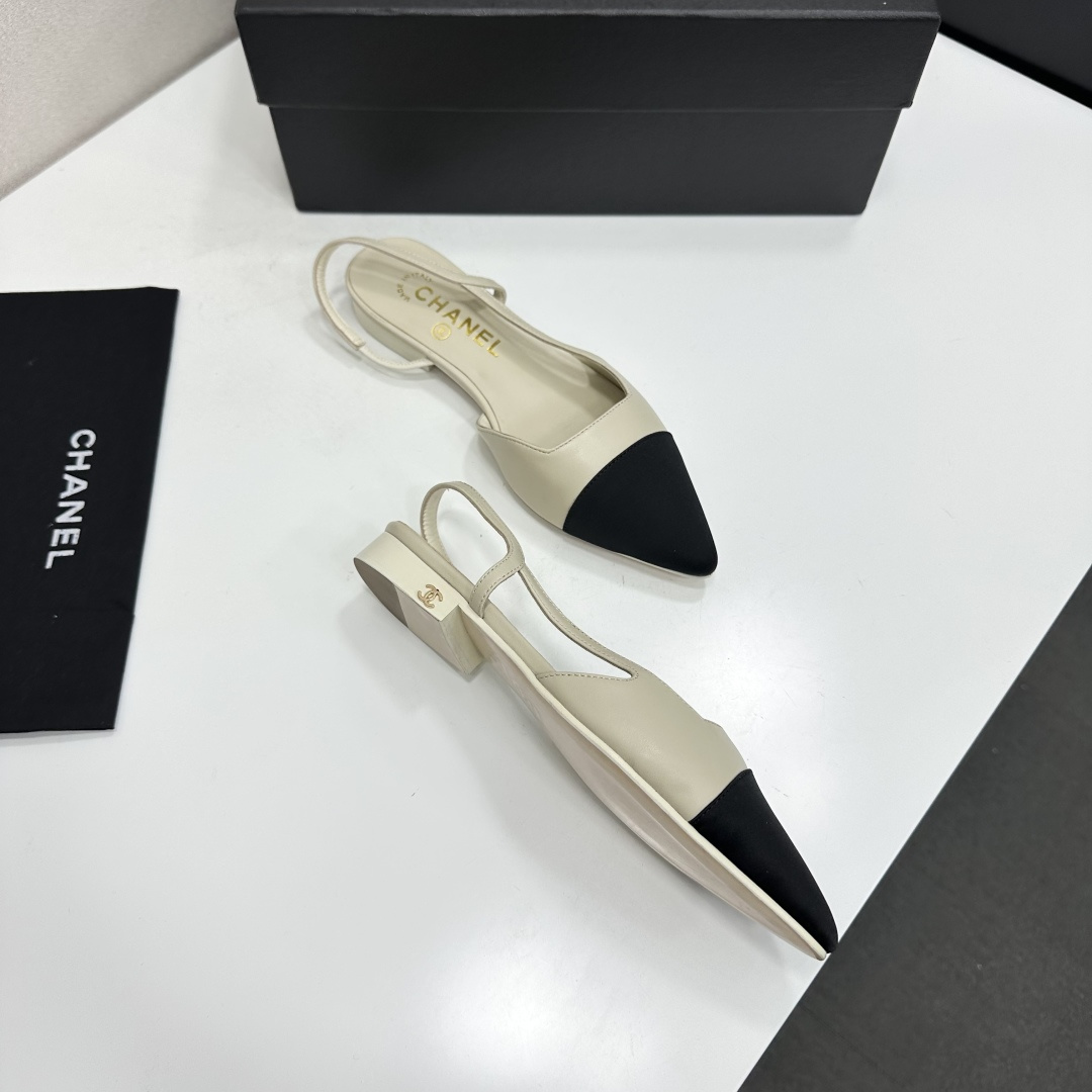 Chanel Two Tone Slingback Flats