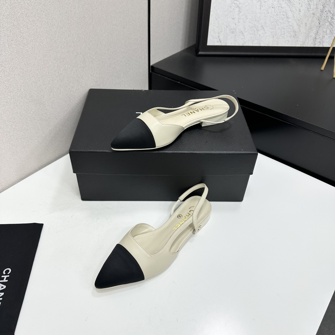Chanel Two Tone Slingback Flats
