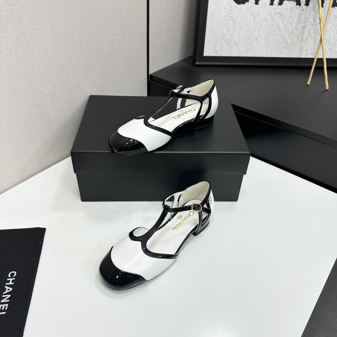 Chanel T-Strap Cap-Toe Mary Jane Flats
